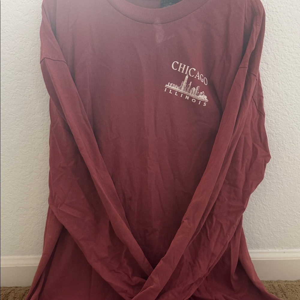 Chicago Illinois Maroon Long Sleeve Shirt